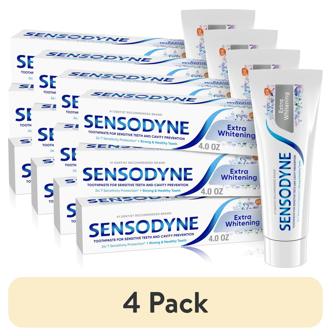 (12 Pack)  Extra Whitening Sensitive Toothpaste, Mint, 4 Oz, 3 Pack, for Adults