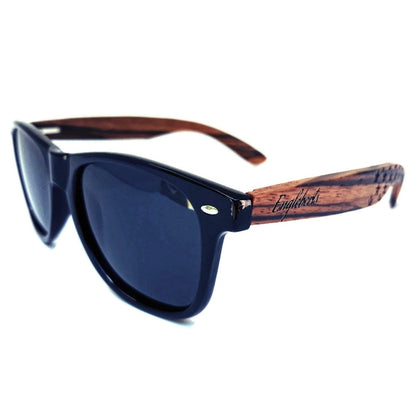 Zebrawood Sunglasses, Stars and Bars With Wooden Case, Polarized, Purple Ariadne