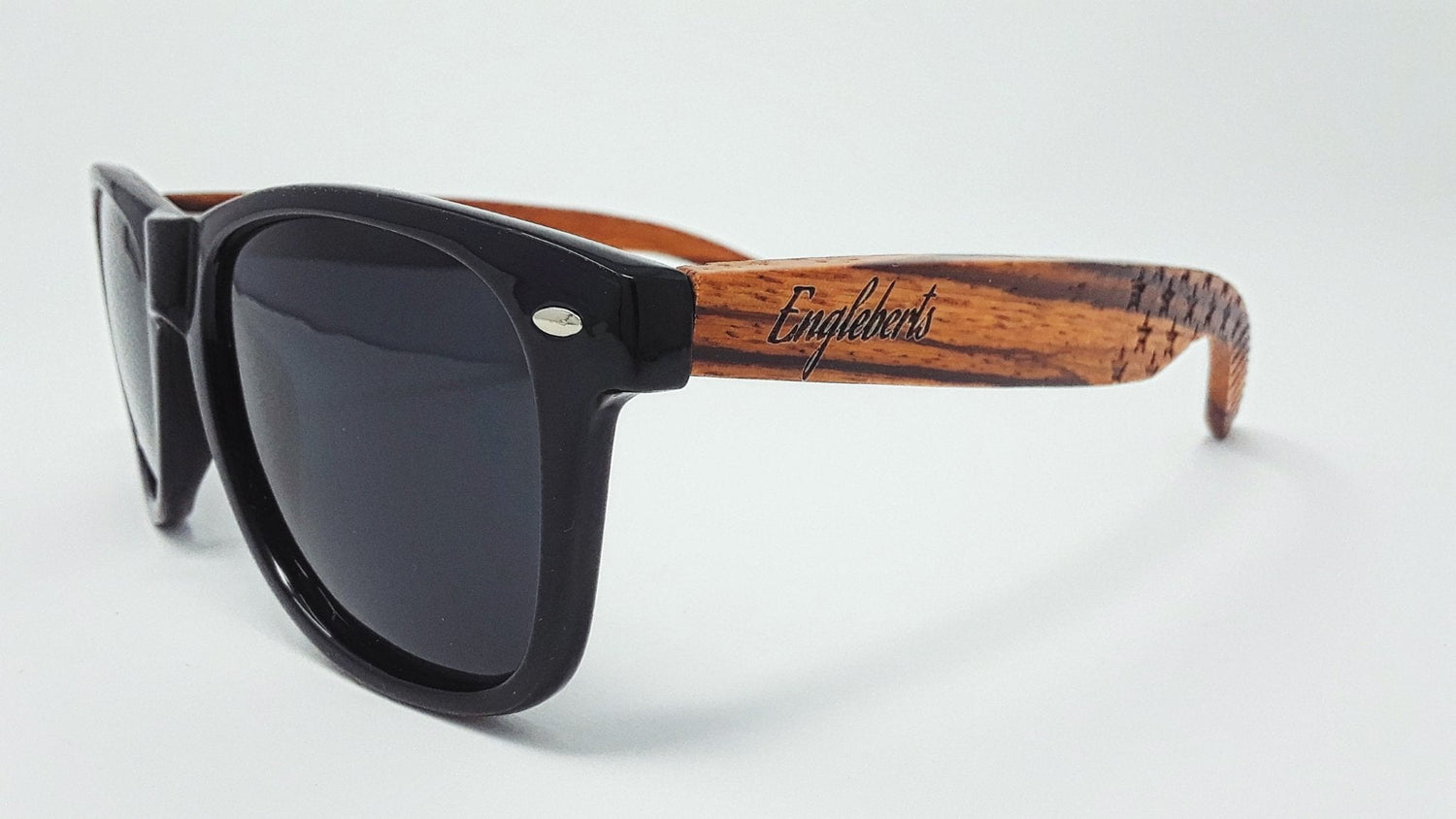 Zebrawood Sunglasses, Stars and Bars With Wooden Case, Polarized, Purple Ariadne