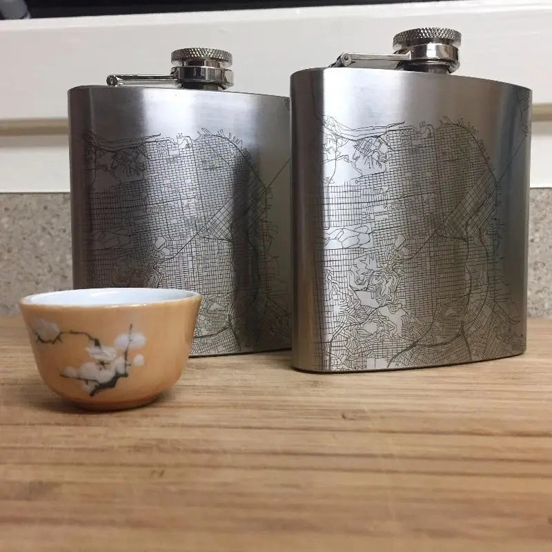 Ann Arbor - Michigan Map Hip Flask Cyan Castor