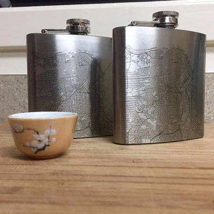 Ann Arbor - Michigan Map Hip Flask Cyan Castor