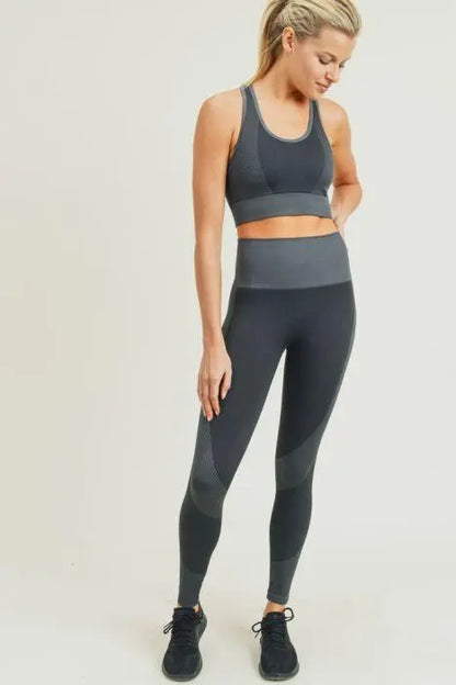 Chevron Track Seamless Hybrid Racerback Sports Bra Blue Lelantos