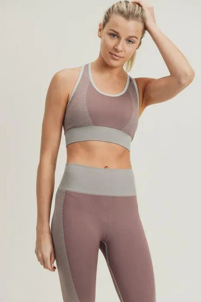 Chevron Track Seamless Hybrid Racerback Sports Bra Blue Lelantos