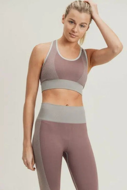 Chevron Track Seamless Hybrid Racerback Sports Bra Blue Lelantos