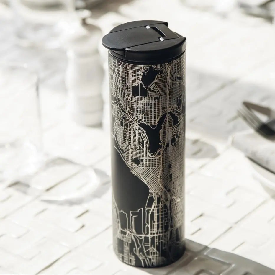 Austin - Texas Map Tumbler in Matte Black Cyan Castor