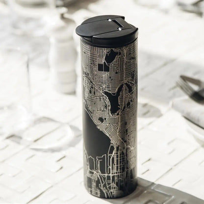 Austin - Texas Map Tumbler in Matte Black Cyan Castor
