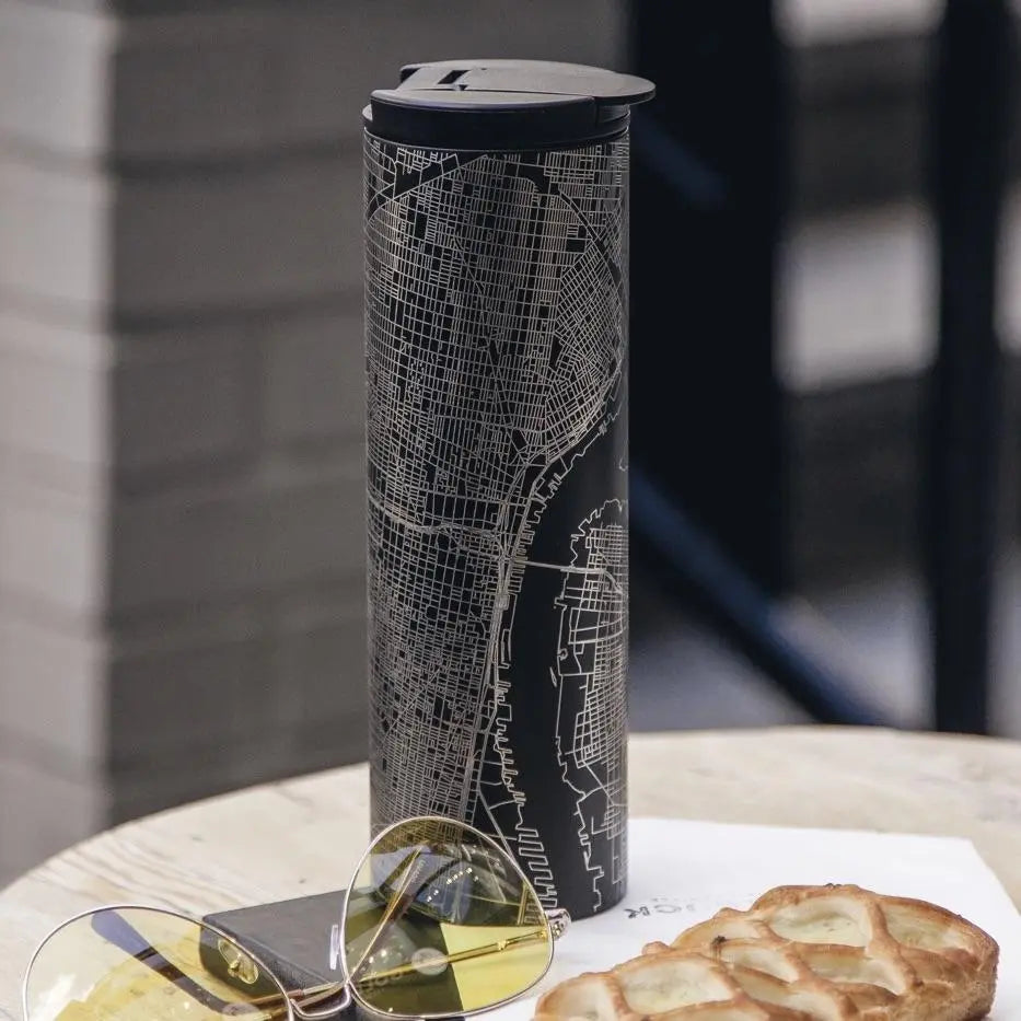 Austin - Texas Map Tumbler in Matte Black Cyan Castor