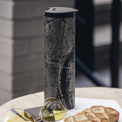 Austin - Texas Map Tumbler in Matte Black Cyan Castor