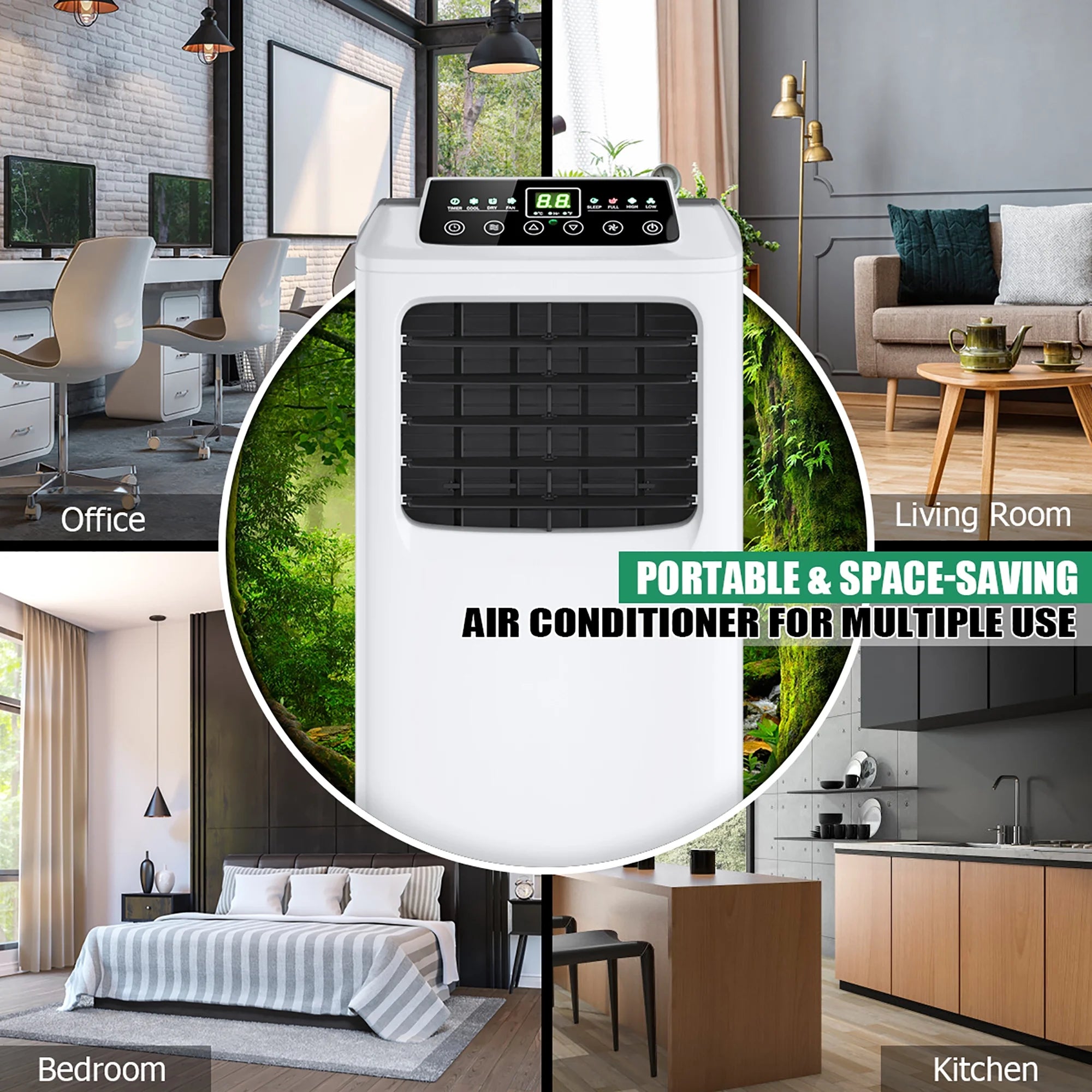 5500 BTU (9000 BTU ASHRAE) 3-In-1 Portable Air Conditioner W/Built-In Dehumidifier and Window Kit