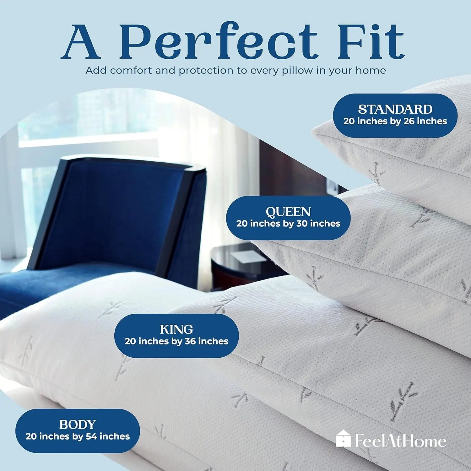 65% Polyester &amp; 35% Rayon Derived from Bamboo Cooling Pillow Cover Waterproof - 20X26 Inches Pack of 2 (Standard) - Soft &amp; Comfortable Waterproof Pillow Protector, Pillow Protector Cooling