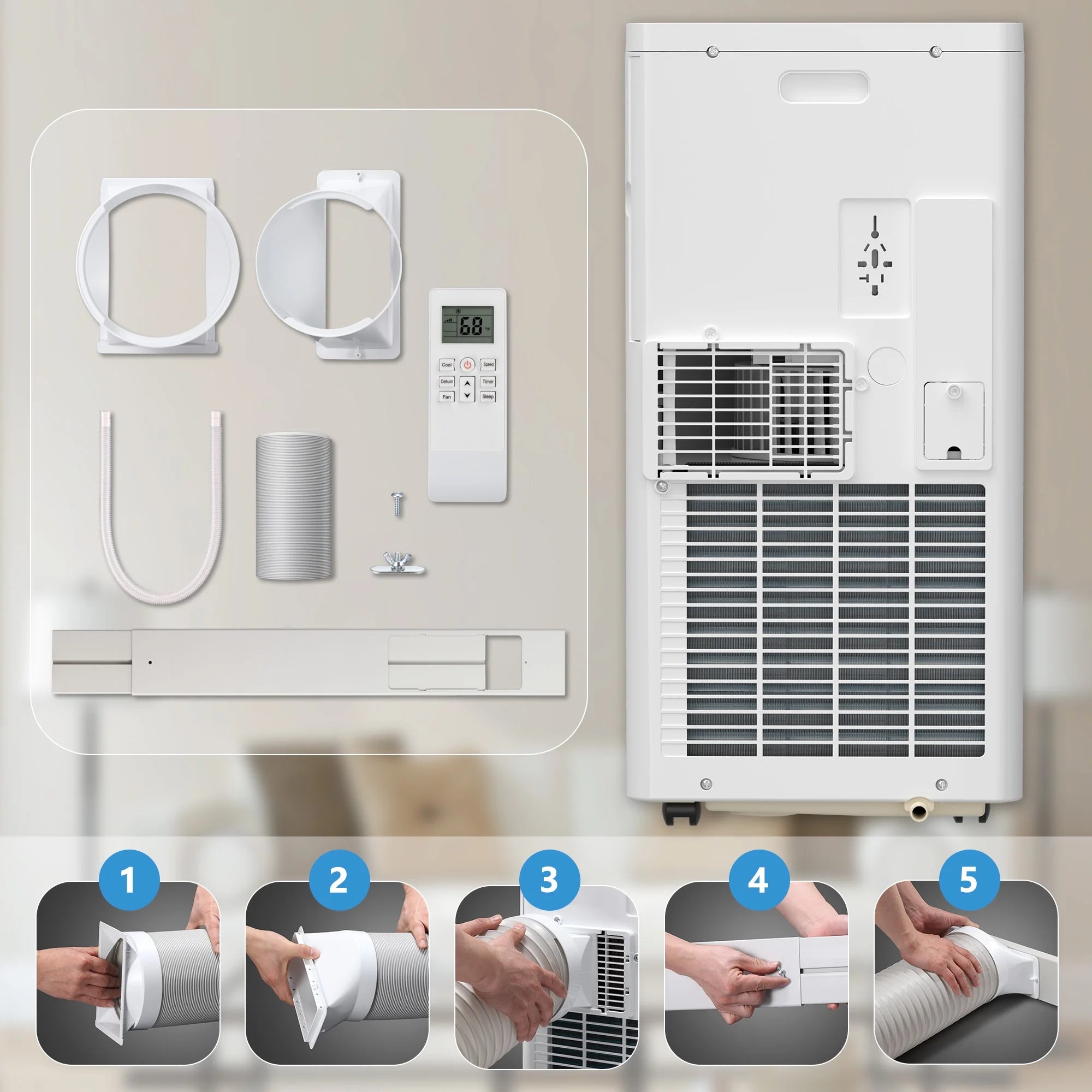 Portable Air Conditioners 8000 BTU Ashrae– 3-In-1 AC Unit, Dehumidifier &amp; Fan with 24-Hour Timer/Remote Control for Home/Office/Apartments/Dorm