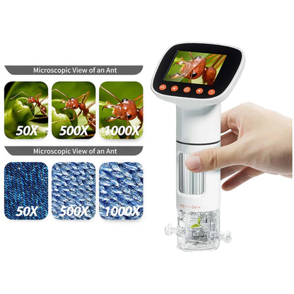 Digital Kids Microscope, 50X-1000X Magnification, 2MP Camera, 1080P Recording, STEM Toys for Ages 8-12