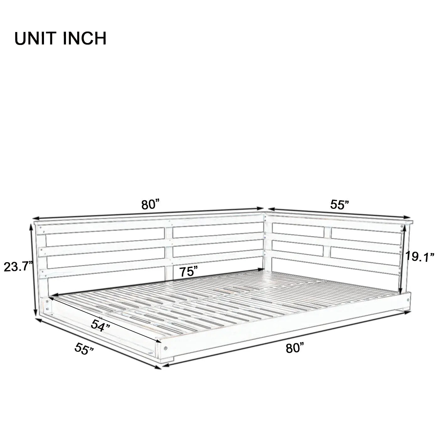 Acacia Wood Porch Swing Bed for Outdoor with Hemp Ropes - Full Size Sangria Beech