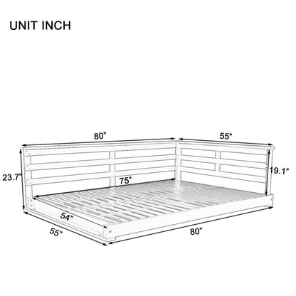 Acacia Wood Porch Swing Bed for Outdoor with Hemp Ropes - Full Size Sangria Beech