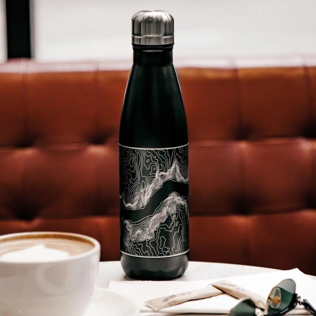 Bakersfield - California Map Insulated Bottle in Matte Black Cyan Castor