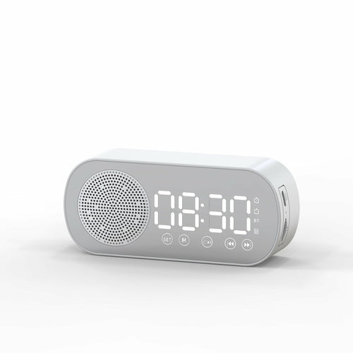Music Alarm Clocks Mirror FM Radio LED Bluetooth Speaker Maroon Asteria