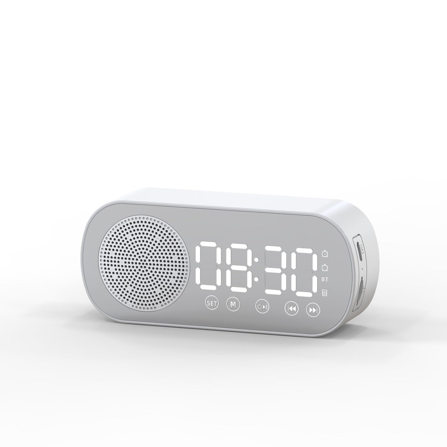 Music Alarm Clocks Mirror FM Radio LED Bluetooth Speaker Maroon Asteria