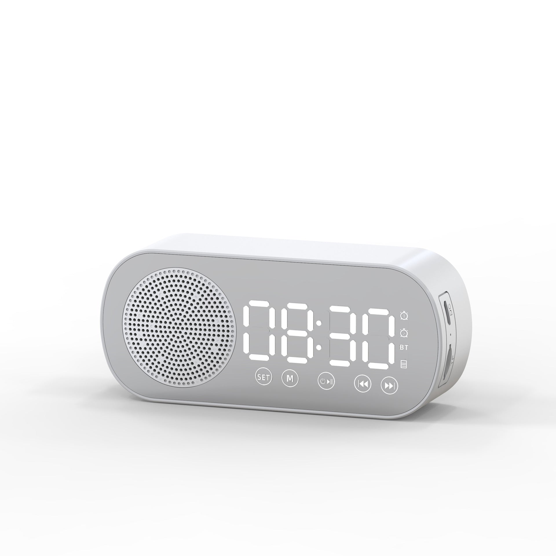 Music Alarm Clocks Mirror FM Radio LED Bluetooth Speaker Maroon Asteria