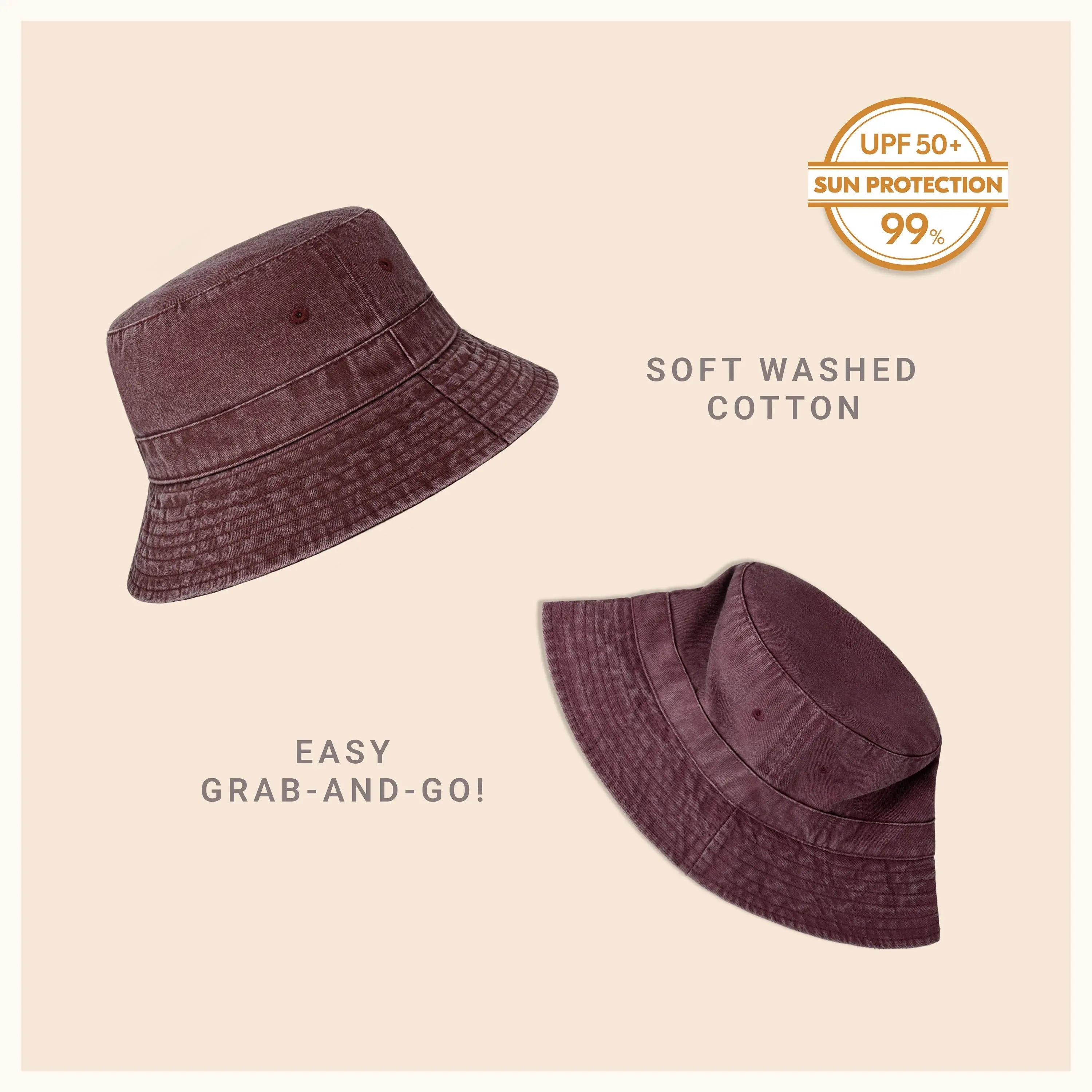 Classic Washed Cotton Bucket Hat Crimson Hector