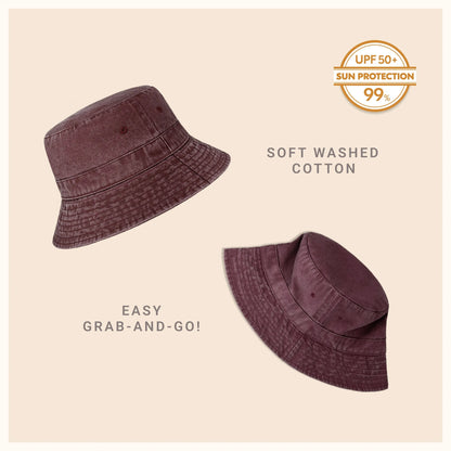 Classic Washed Cotton Bucket Hat Crimson Hector