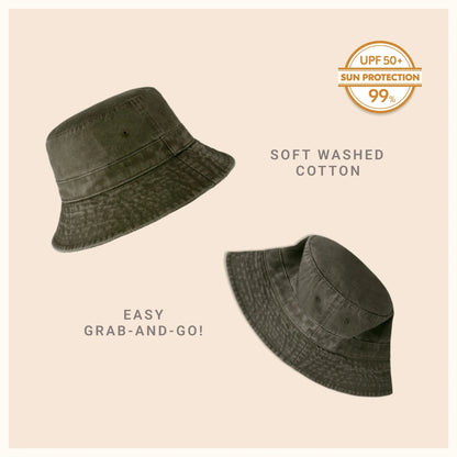 Classic Washed Cotton Bucket Hat Crimson Hector