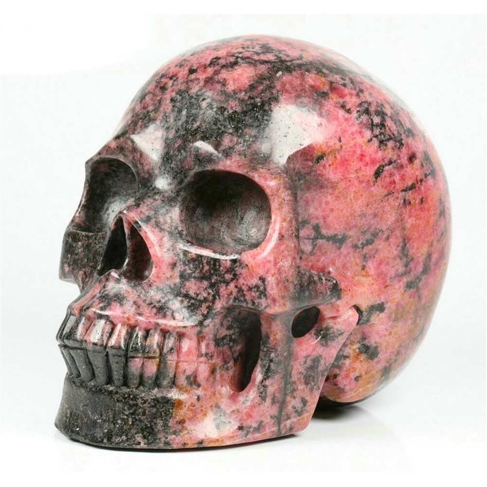 Black Rhodonite Crystal Skull Yellow Angel