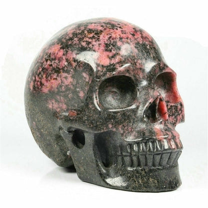 Black Rhodonite Crystal Skull Yellow Angel