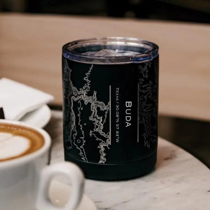 Buda - Texas Map Insulated Cup in Matte Black Cyan Castor