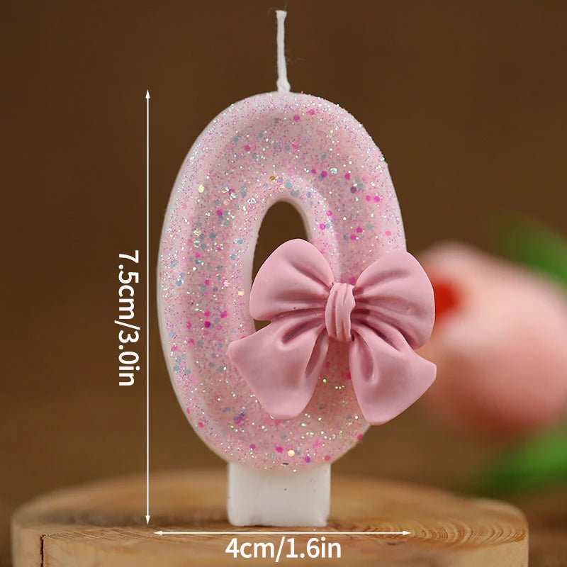 3D Number Cake Decorating Candle Pink Glitter Birthday Candles Digital Candle Cake Topper Birthday Party Anniversary Cake Decor