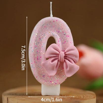 3D Number Cake Decorating Candle Pink Glitter Birthday Candles Digital Candle Cake Topper Birthday Party Anniversary Cake Decor