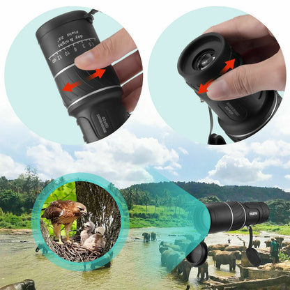 40x60 Day Night Vision HD Optical Monocular Hunting Camping Handheld Telescope Life Waterproof, Anti-Fog Monocular Suitable For Observing Nature Animals Pink Lucy