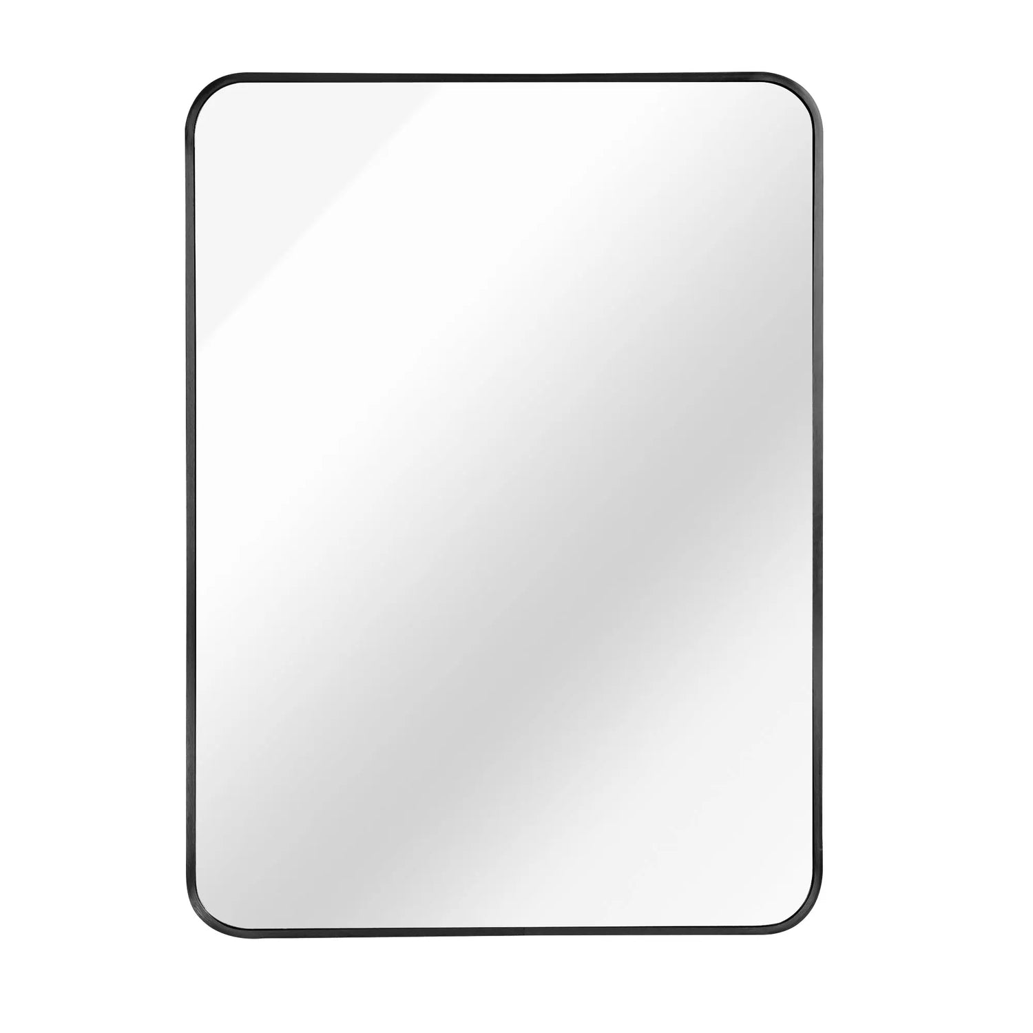 22x30 Inch Black Metal Framed Rectangular Bathrrom Mirror for Wall. Sangria Beech