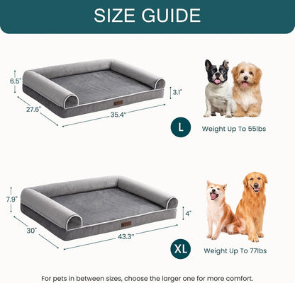 MEWOOFUN Orthopedic Dog Bed For Medium Large Dogs - Egg Foam Sofa With Waterproof Washable Cover Pink Lucy