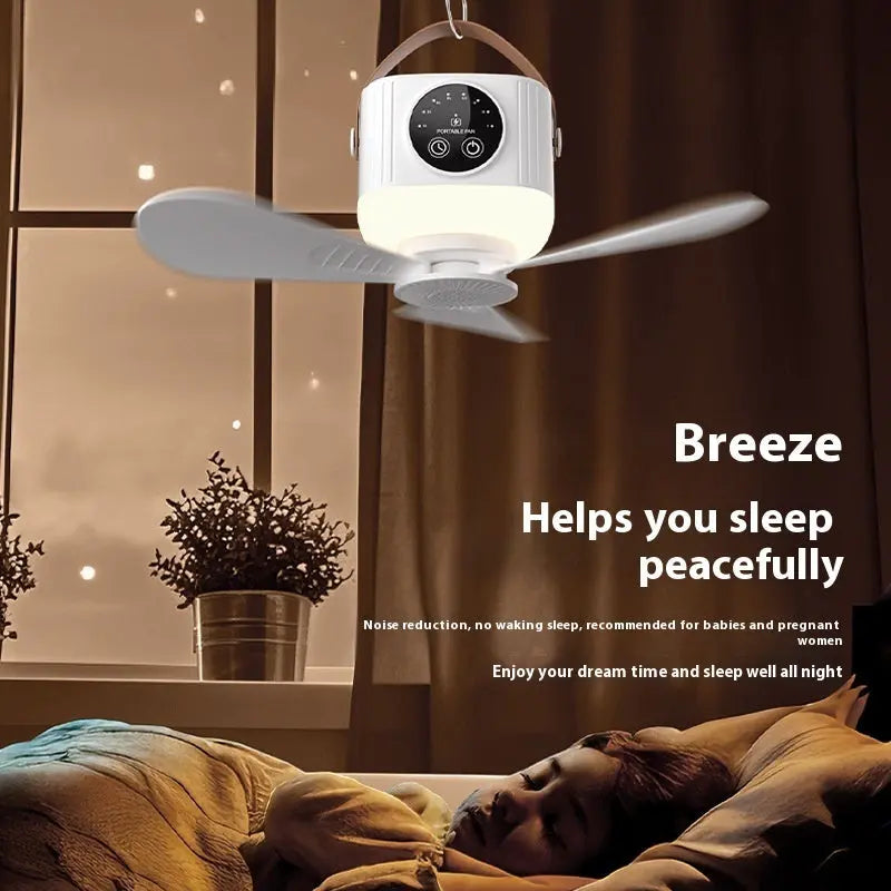 Multifunctional Light Small Ceiling Fan Outdoor Camping USB Crimson Medea