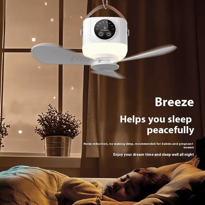 Multifunctional Light Small Ceiling Fan Outdoor Camping USB Crimson Medea