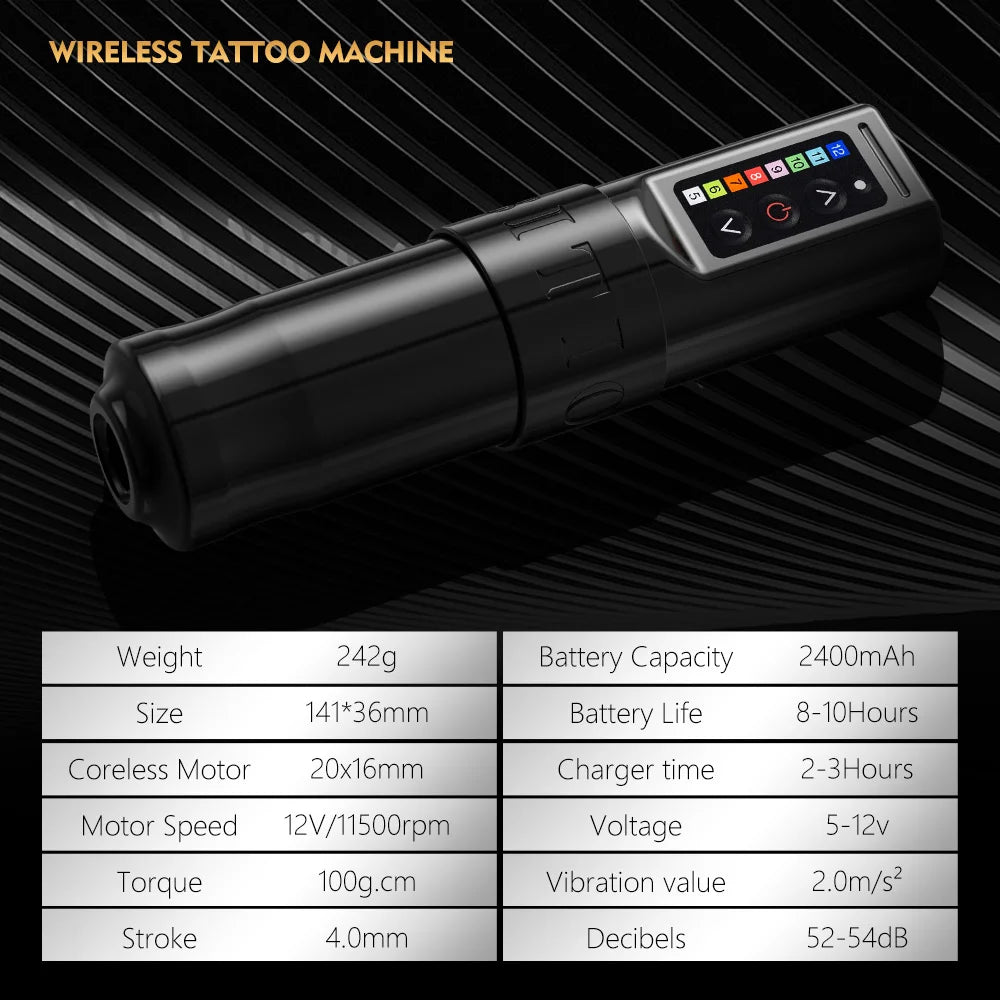 FLUX Professional Wireless Tattoo Machine Pen Strong Coreless Motor 2400 Mah Lithium Battery for Tattoo Artist