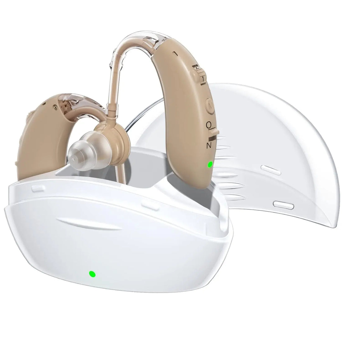 Hearing Aids for Seniors with Noise Reduction &amp; Volume Control - Digital Rechargeable Portable Hearing Amplifiers for Adults with Mild to Moderate Hearing Loss, Includes Cyclic Charging Case
