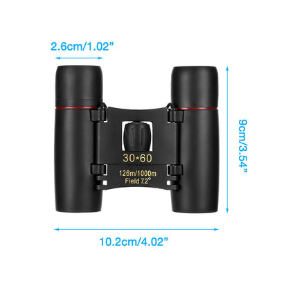 Binoculars 30x60 Zoom Travel Compact Folding Telescope Hunting Day Night Outdoor Small Pocket Binoculars Compact Adults, Mini Kids Binoculars Boys For Bird Watching, Concert Theater Opera Pink Lucy