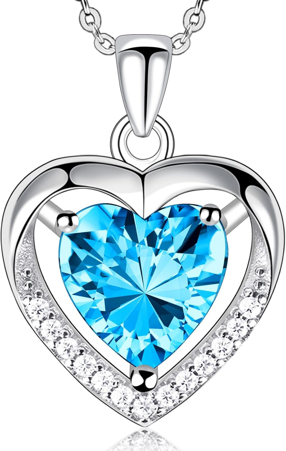 925 Sterling Silver Heart Pendant Necklace for Women - Cubic Zirconia Love Pendant Necklace, 20 Inch Love Necklace Jewelry for Christmas, Thanksgiving, Valentine&