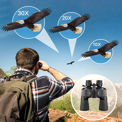 10-30X50 Zoom Binoculars, HD Professional/Waterproof Fogproof Binoculars for Adults, with Low Light Night Vision, Durable and Clear FMC BAK4 Prism Lens, for Birds Watching Hunting Traveling Outdoor