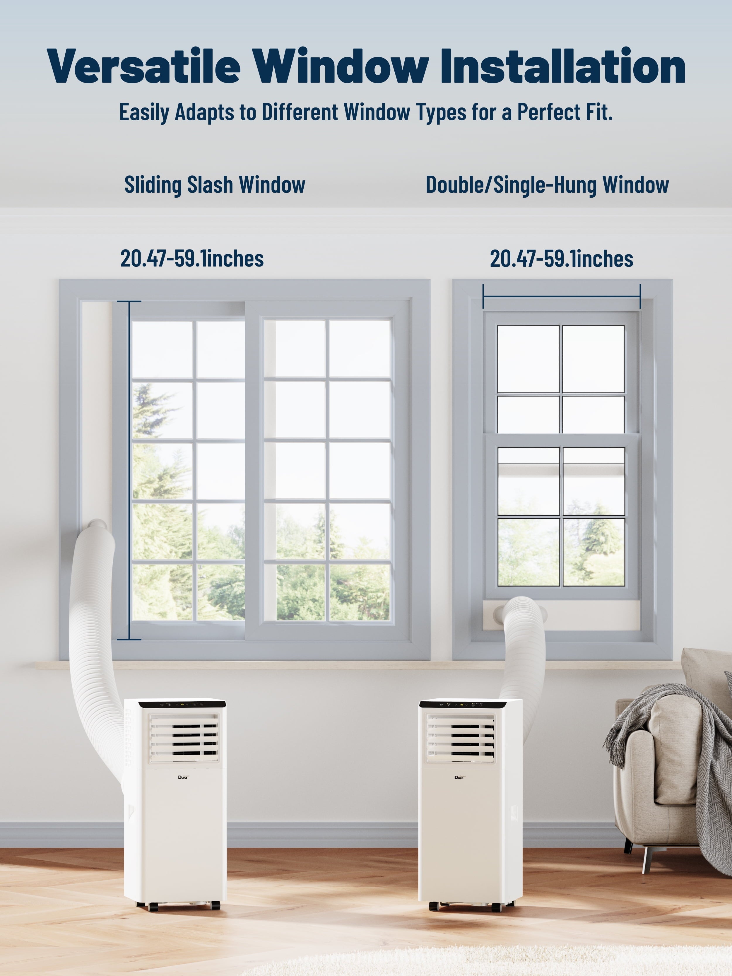 8000BTU Portable Air Conditioner for Room up to 230 Sq.Ft, 3-In-1 AC Unit 5100BTU (SACC), Cooling, Dehumidifying, Fan