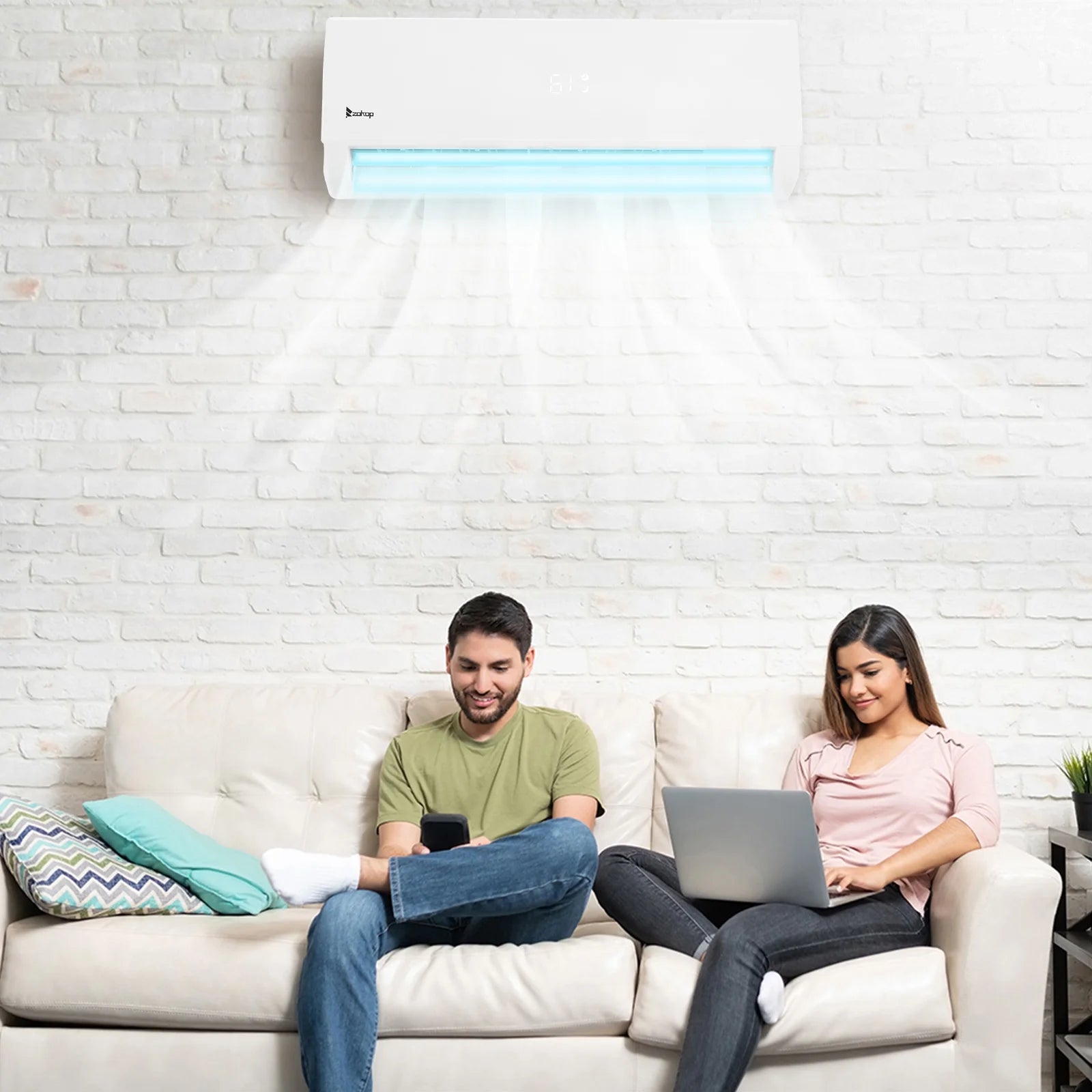 19 Seer 12000BTU Wifi Enabled Mini Split Air Conditioner Ductless Inverter System, 115V 60Hz Energy Efficient Unit with Heat Pump