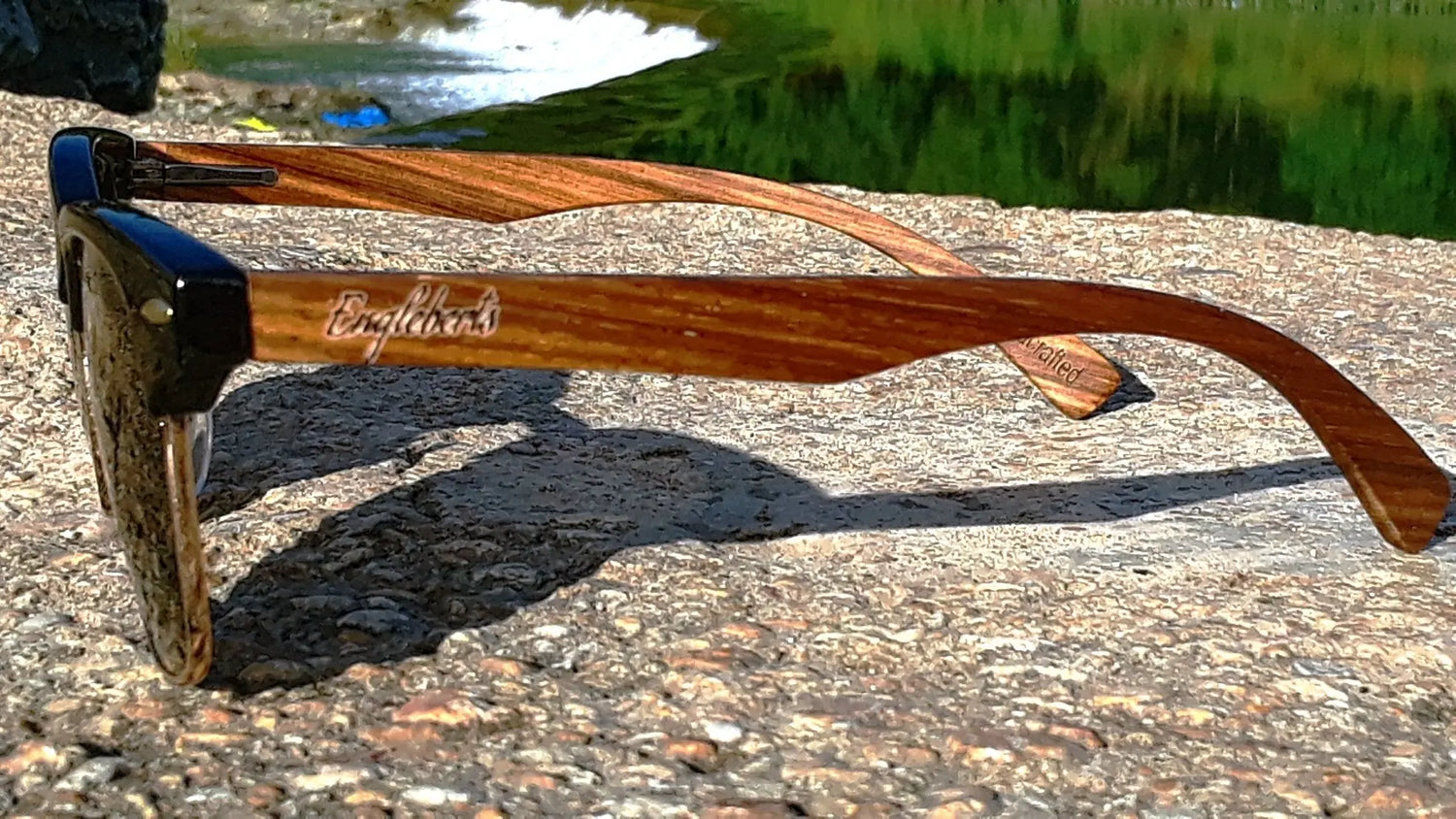 Real Walnut Wood Club Style Sunglasses, Polarized Lenses Purple Ariadne