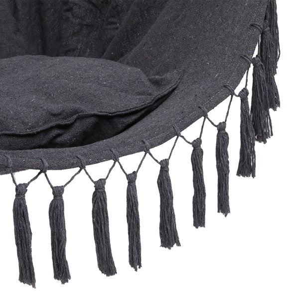 LuneluX – Boho Hanging Chair with Fringe &amp; Cushions (Gray) Carmine Juneberry
