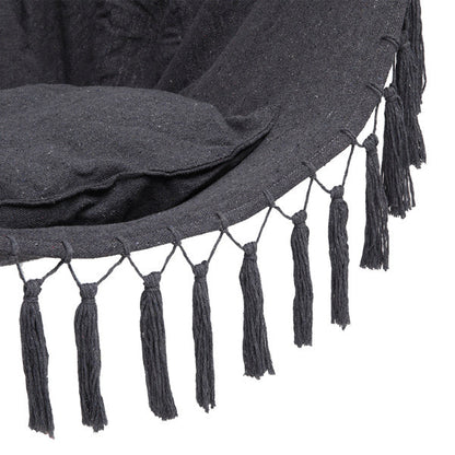 LuneluX – Boho Hanging Chair with Fringe &amp; Cushions (Gray) Carmine Juneberry