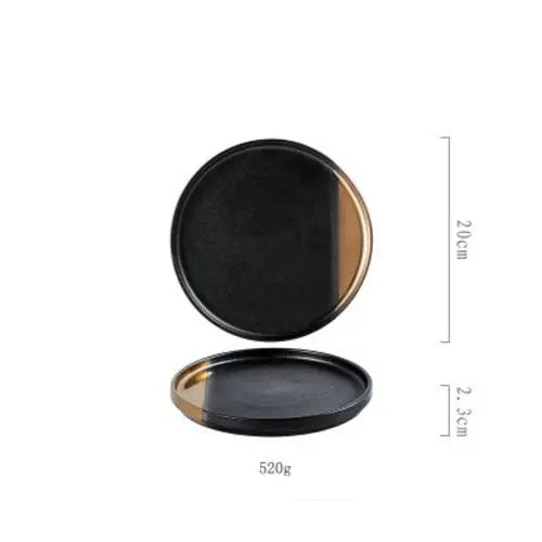 Creative Black Gold Ceramic Plate Household Dishes Crimson Medea