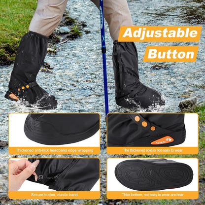 Waterproof Shoe Covers with Reflector, Unisex Rain Shoe Covers, Reusable Overshoes, Anti-Slip Durable PVC Shoe Covers（Large）