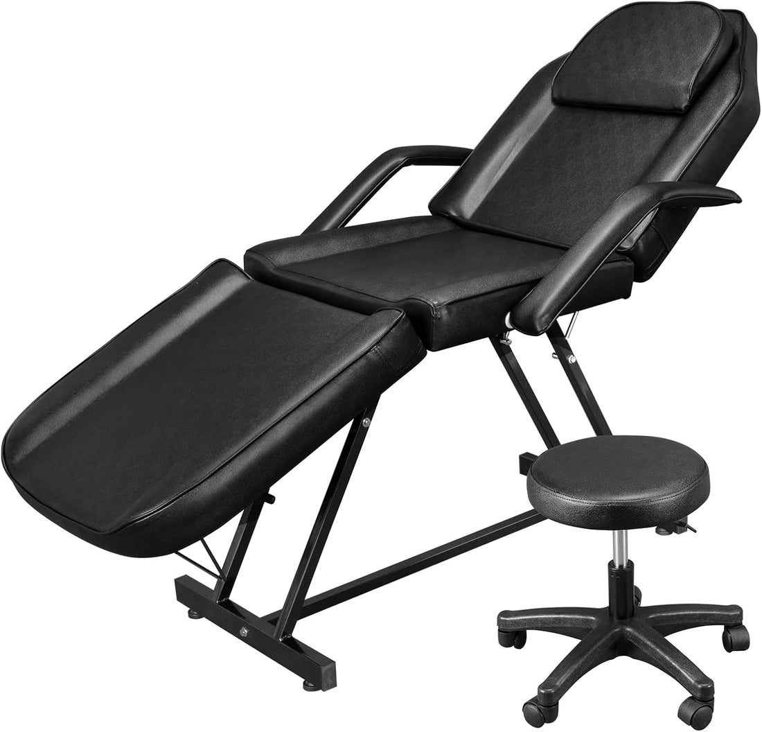 Height Adjustable Salon Tattoo Chair Esthetician Bed,Multi-Purpose Facial Bed Chair for Barber Spa Beauty Salon with Hydraulic Stool Equipment (Black)