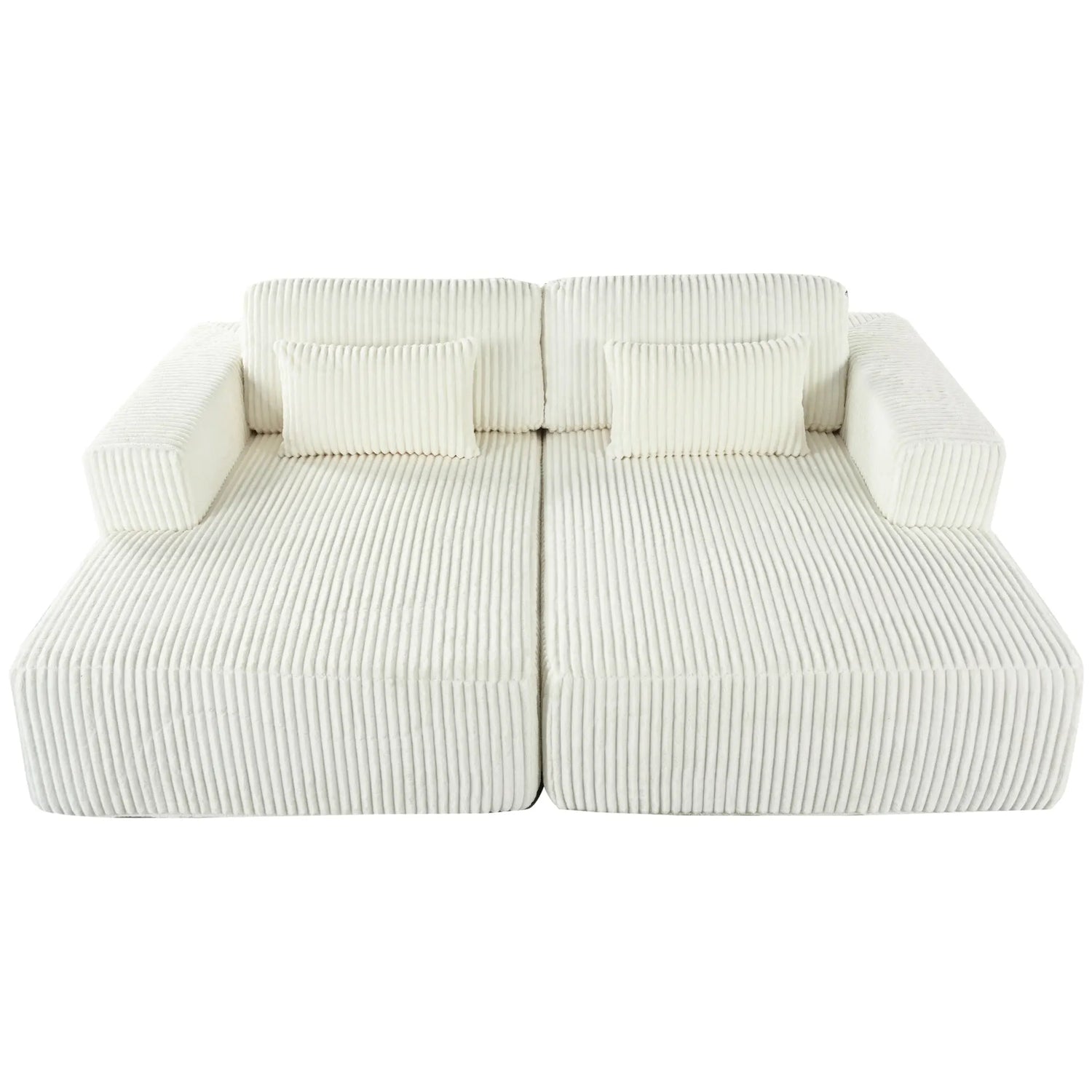 Corduroy Double Sofa Bed with 2 Pillows, Perfect for Living Rooms, Sangria Beech