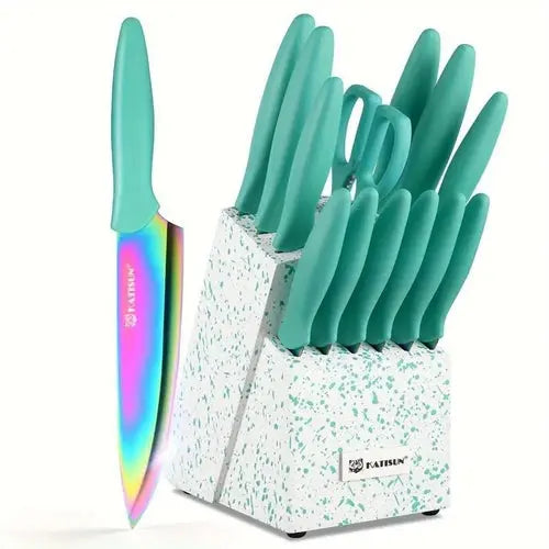 Beautiful Rainbow Titanium Coated Kitchen Knife Set Crimson Medea
